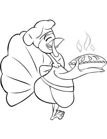 Cartoon Turkey Chef Coloring Page